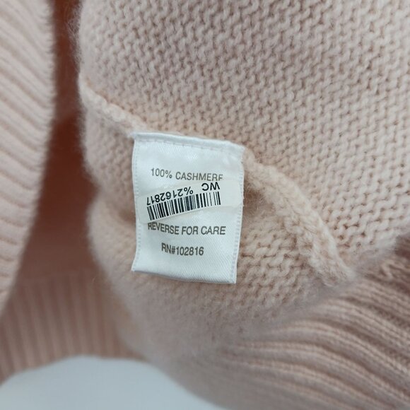 Garnet Hill Cashmere Cable Knit Mock Neck Sweater Size Medium Pink Blush Pastel - Picture 4 of 8